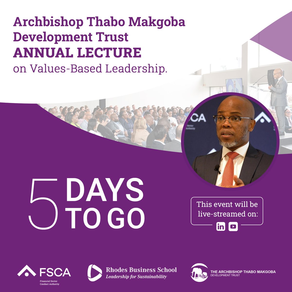 fscasouthafrica's tweet image. Five days left! 

The livestream link will be shared soon, keep an eye out on this page.

#FSCATalks #ValuesBasedLeadership #EthicalLeadership #RhodesUniversity #ArchbishopThaboMakgobaTrust
@RhodesBusiness @ArchTrust