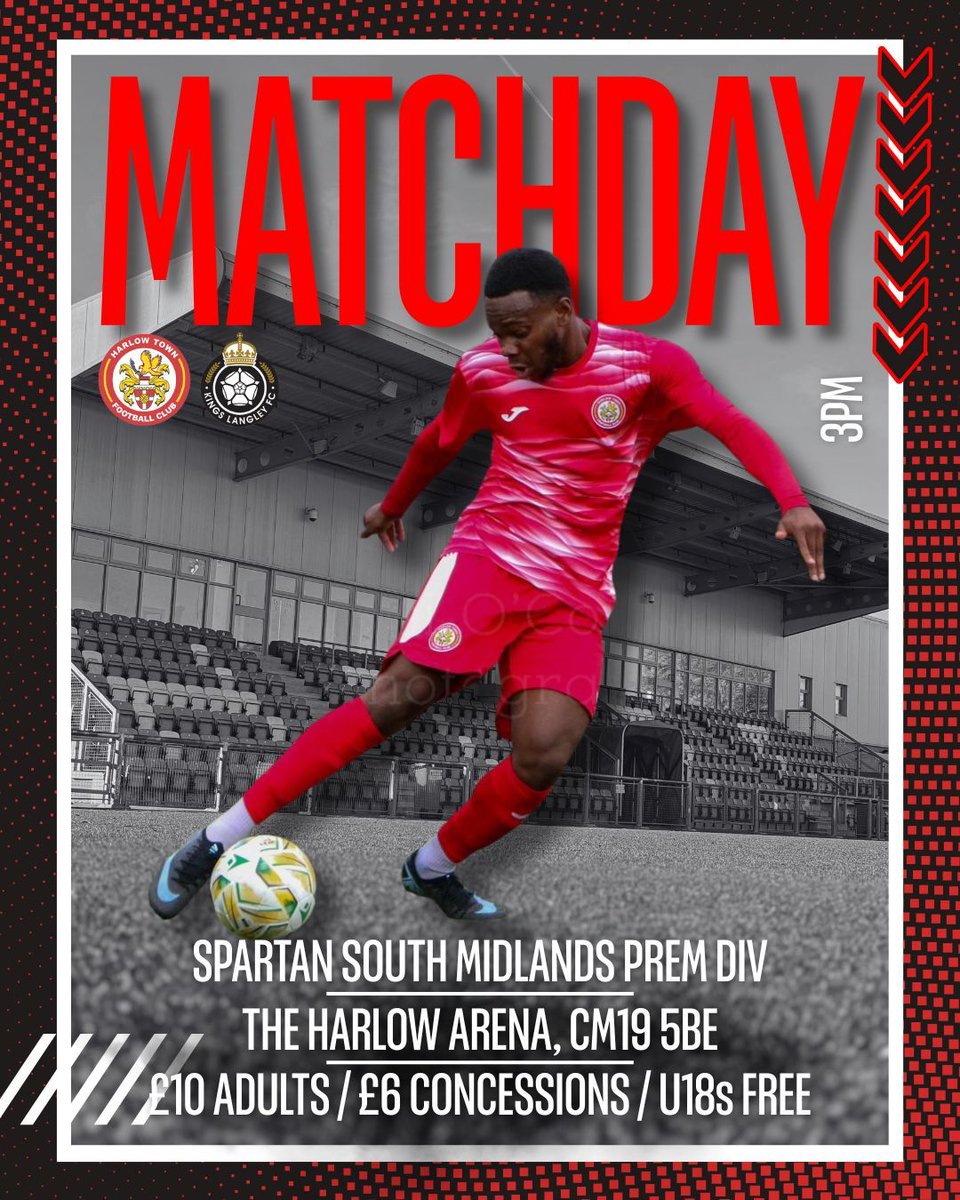 IT’S A MATCHDAY! 🔴⚪️
• <a href="/KLFCofficial/">Kings Langley FC</a> [16th] (Home)
• Spartan South Midlands Premier Division 
• The Harlow Arena, CM19 5BE 
• 3PM KICK OFF
• Chunky’s Burgers OPEN
£10 Adults / £6 Concessions / U18s FREE

📸 Kelsi O’Connor

#Hawks #HarlowAreMassive #NonLeague