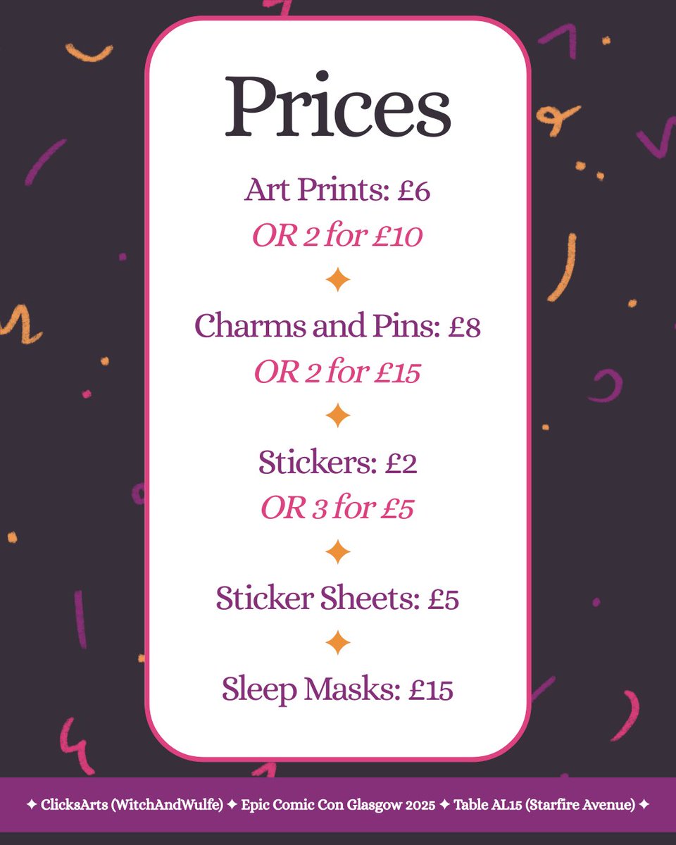 ClicksArts's tweet photo. if anyone’s at #epiccomicconglasgow, these are my prices (and deal on my french people)
#epiccomiccon https://t.co/WgLTRhR0Cw
