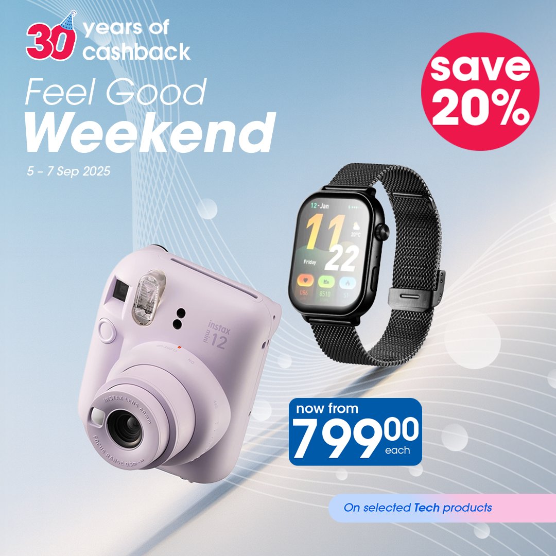 Clicks_SA's tweet photo. ποΈ Tech up your weekend From booming bass to smart gadgetsβyour upgrade awaits! -> https://t.co/3u0IGsSORN
#FeelGoodWeekend https://t.co/VhloFvBHbd