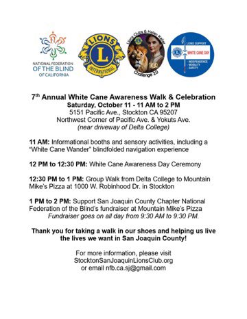 SanJoaquinLions's tweet photo. 👩‍🦯 Looking forward to sharing about vision services and the Helen Keller Challenge 2.0 at Lincoln Park in Tracy, CA tomorrow, 10 AM to 4 PM! Find our booth near the stage! #HelenKeller100 #LionsClubs #WeServe #STOCKTON #Tracy #SanJoaquinCounty #SJCNFB #CCBVI #Vision @BlindOfSJC https://t.co/6i7mJwdZrm