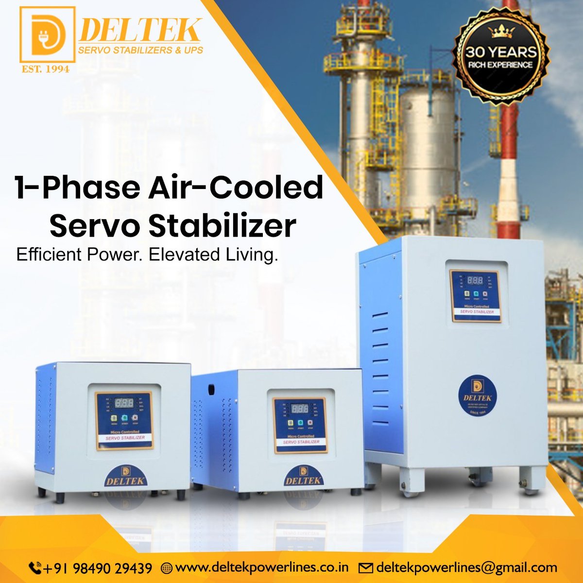 deltekpower's tweet image. 𝐒𝐭𝐚𝐲 𝐏𝐨𝐰𝐞𝐫𝐞𝐝, 𝐒𝐭𝐚𝐲 𝐏𝐫𝐨𝐭𝐞𝐜𝐭𝐞𝐝
+91 98490 29439
deltekpowerlines.co.in
#Deltek #ServoStabilizer #AirCooledStabilizer #PowerSolutions #EnergyEfficiency #ElectricalSafety #IndustrialSolutions #VoltageStabilizer #StablePower #TrustedSince1994