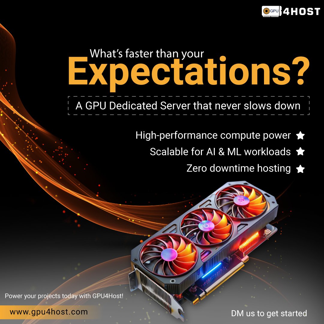 Not just speed. Not just power. It’s hosting on beast mode. 🚀
Ready to level up? 👉 Choose GPU4Host today.

#hosting #server #webhosting #gpuserver #gpuhosting #gpudedicatedserver #obsgpu #aiserver #Narendra_Modi #MaxTheMovie