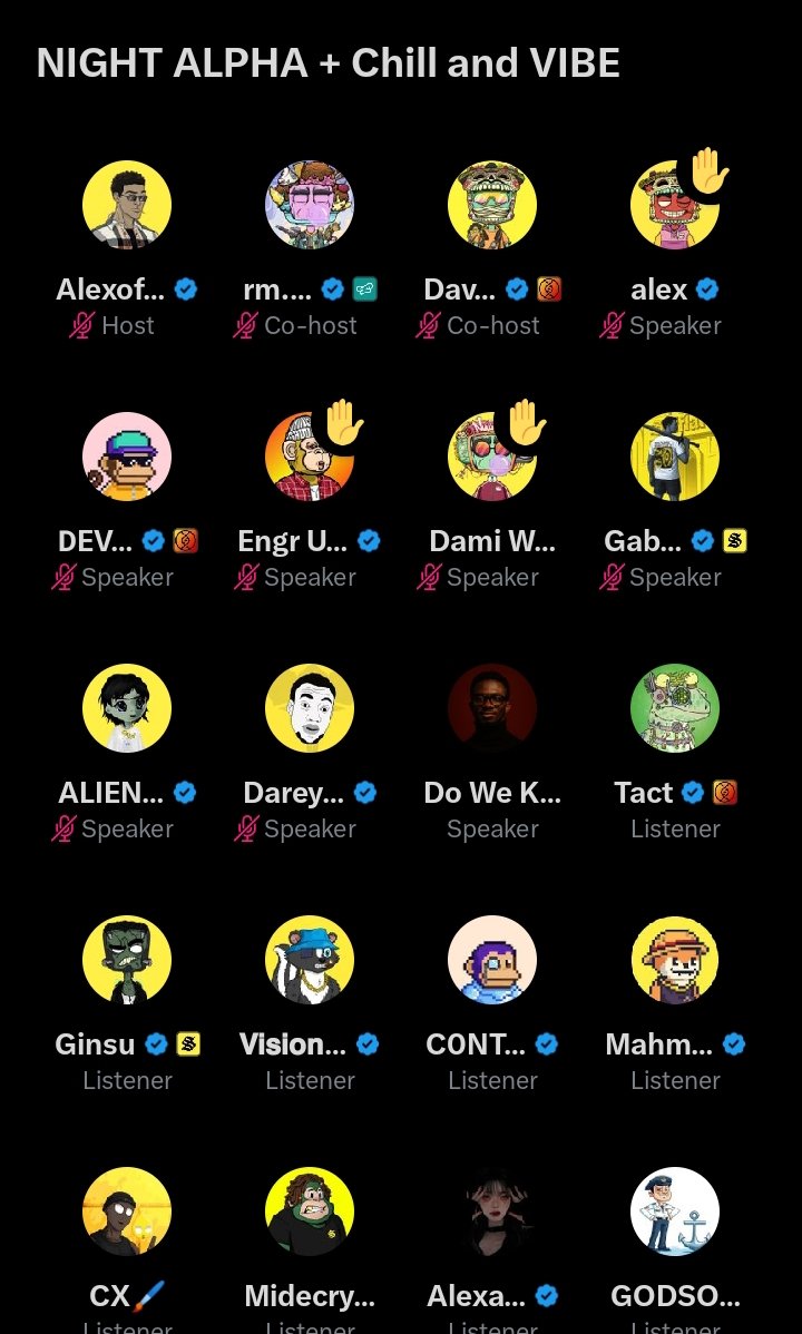 alex (@n_alexsol) on Twitter photo Yesterday space Night alpha was one of the best
.we have a lot of fun 😁 and we did
naming ceremony 😁
<a href="/MarkiiiWeb3/">Markiii💎</a> is now ➩Emeka 🌚
<a href="/devmajesty_/">ⅮEV MAJESTY</a> is now ➩oshun 🌝
And the most sweetest this is I named <a href="/GABullish/">Gab. | Solflare</a> ➩Agaba 👀
And when I left <a href="/XGinsu/">Ginsu</a> was still chosing name Yesterday space Night alpha was one of the best
.we have a lot of fun 😁 and we did
naming ceremony 😁
<a href="/MarkiiiWeb3/">Markiii💎</a> is now ➩Emeka 🌚
<a href="/devmajesty_/">ⅮEV MAJESTY</a> is now ➩oshun 🌝
And the most sweetest this is I named <a href="/GABullish/">Gab. | Solflare</a> ➩Agaba 👀
And when I left <a href="/XGinsu/">Ginsu</a> was still chosing name