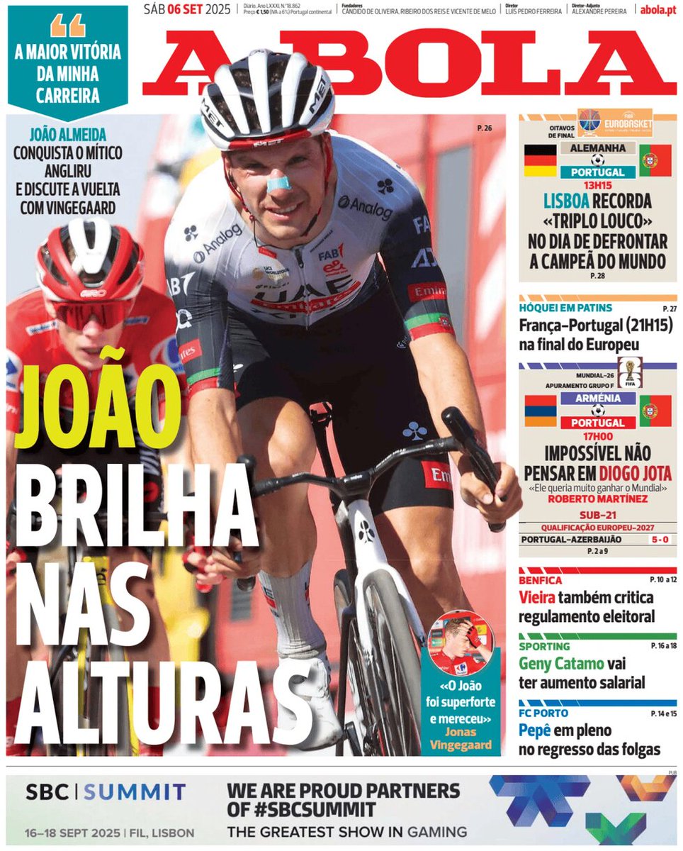 faustocoppi60's tweet photo. The Portuguese newspapers today. 😍🇵🇹
#LaVuelta25 https://t.co/N1R8VJUEzf