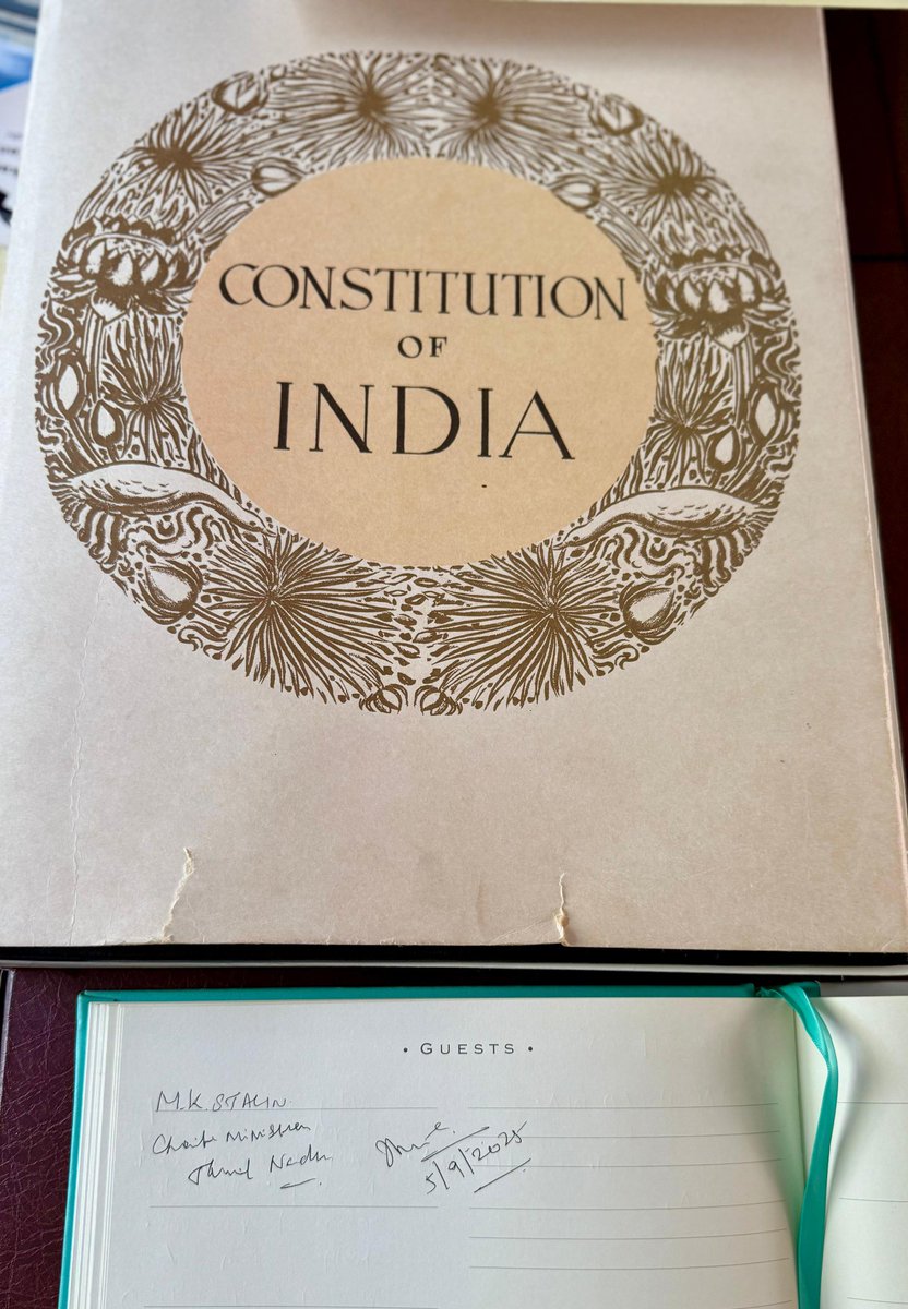 mkstalin's tweet photo. Had the privilege of visiting Dr B.R. Ambedkar House in London, the residence where Babasaheb stayed while pursuing his studies at LSE.

Walking through its rooms, I felt a deep sense of awe. This was where a young man, once suppressed by caste in India, rose through knowledge to command respect in London and later became the chief architect of the Constitution of India.

What touched me most was seeing the historic picture of Thanthai #Periyar and Dr #Ambedkar in conversation. 

Grateful for this inspiring moment. #JaiBhim 💙

#CMStalinInEurope