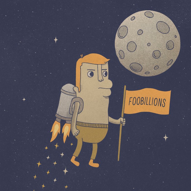 if you not an artist and want to contribute art for $foobi it's simple, go to gpt or any other AI, use the first image as the base and then try to type : 

make this character have a jetpack in his back and flying to the moon with the background on the space, the style is cartoon