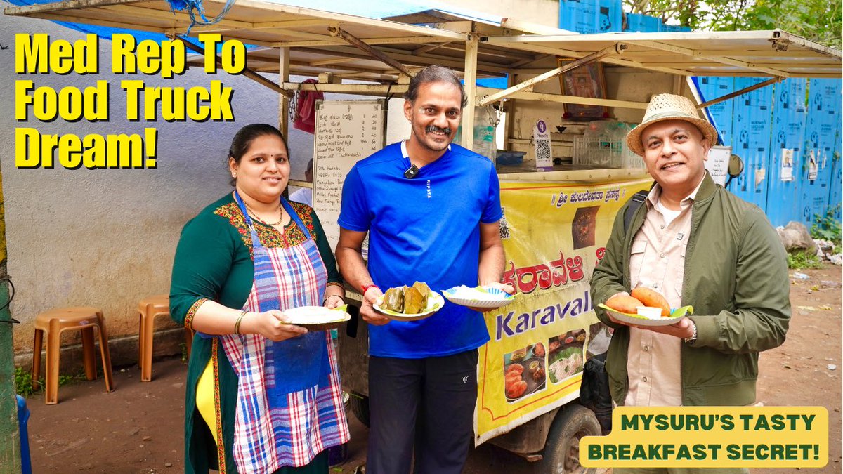 kripalamanna's tweet photo. From medical rep to food truck entrepreneur! 🚚 This couple wakes up at 3:30 AM every day to serve delicious Karavalli tiffins in Mysuru. Their story is a dose of pure inspiration.
Watch it here: https://t.co/RTkKnWaxqk
@foodloversindia #truthinfood https://t.co/A9q0eGFXvh
