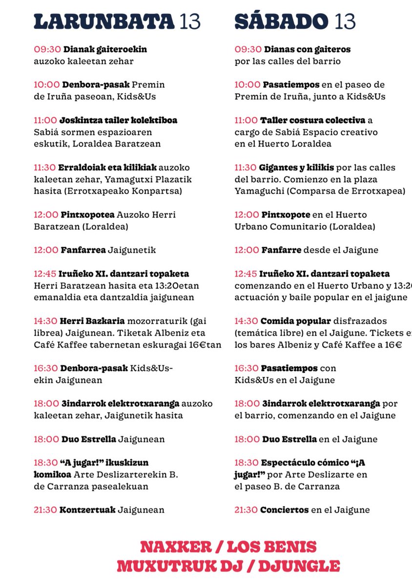 Datorren irailaren 13an Ermitagaña eta Mendebaldeako jaietan egonen gara! Animatu zaitez!!
Ermitaldea 
-
El próximo 13 de septiembre estaremos en fiestas de Ermitagaña y Mendebaldea ¡Anímate!