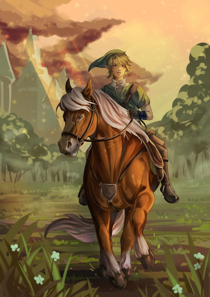 Liazuna_'s tweet photo. Zelda Twilight Princess 🌆
🐎Link&amp;Epona

I love so much Epona's design in this opus ✨

#digitalart #zeldatwilightprincess #link #epona #zeldatp https://t.co/qqrItupzs7