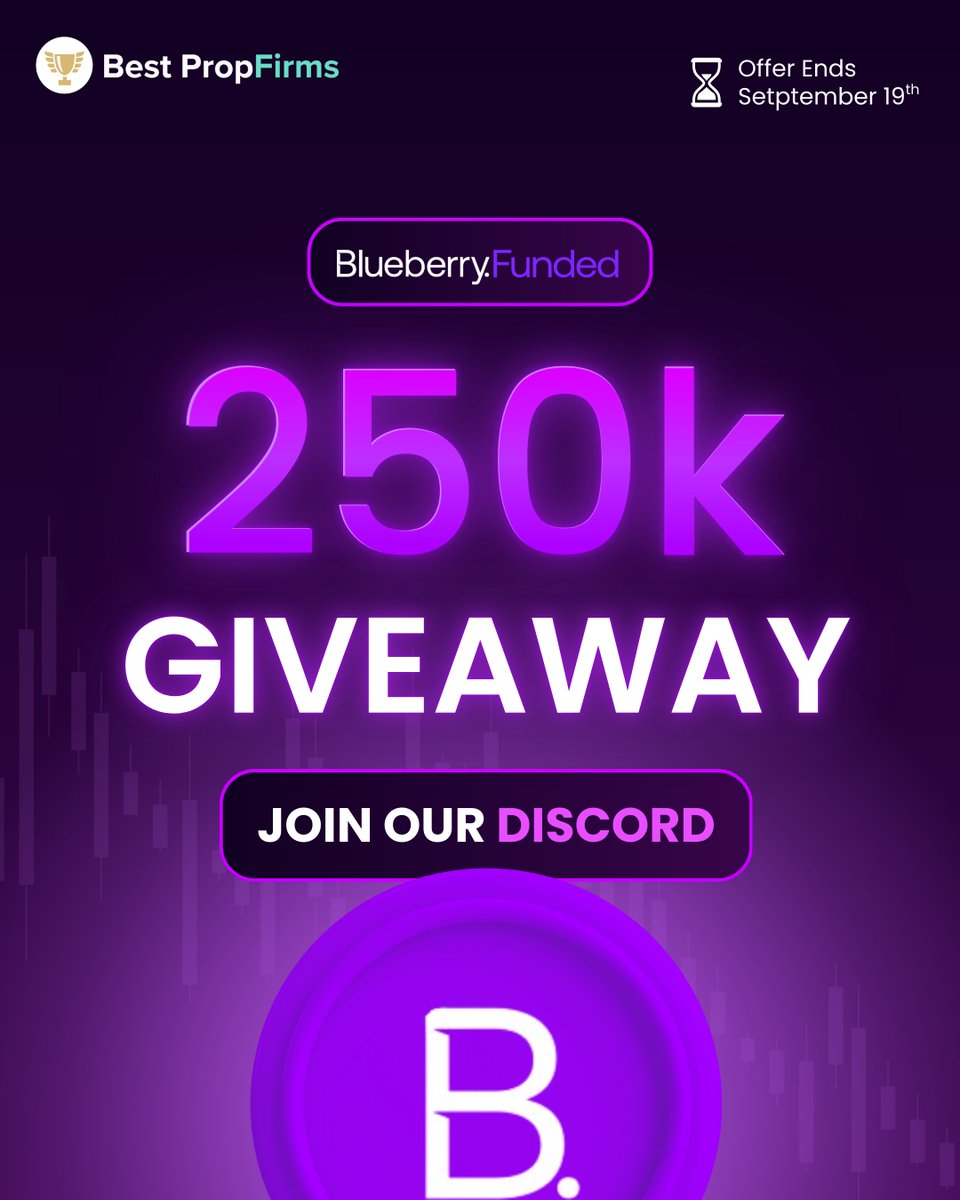 PropFirms (@prop_firms) on Twitter photo π 250K PROP FIRM GIVEAWAY w/ <a href="/BlueberryFunded/">Blueberry Funded</a>
π 10 x 10k 3 step, 4 x 25k 2 step, 1 x 50k 2 step
To enter π
1οΈβ£Join our Discord: discord.gg/5KUfTBHQPj
2οΈβ£Follow <a href="/Prop_Firms/">Best PropFirms</a> , <a href="/BlueberryFunded/">Blueberry Funded</a> , <a href="/BlueberryMarcus/">Marcus Fetherston</a>
3οΈβ£Like and Retweet
4οΈβ£Comment 'BLUEBERRY'
π
Ends: 19th of π 250K PROP FIRM GIVEAWAY w/ <a href="/BlueberryFunded/">Blueberry Funded</a>
π 10 x 10k 3 step, 4 x 25k 2 step, 1 x 50k 2 step
To enter π
1οΈβ£Join our Discord: discord.gg/5KUfTBHQPj
2οΈβ£Follow <a href="/Prop_Firms/">Best PropFirms</a> , <a href="/BlueberryFunded/">Blueberry Funded</a> , <a href="/BlueberryMarcus/">Marcus Fetherston</a>
3οΈβ£Like and Retweet
4οΈβ£Comment 'BLUEBERRY'
π
Ends: 19th of