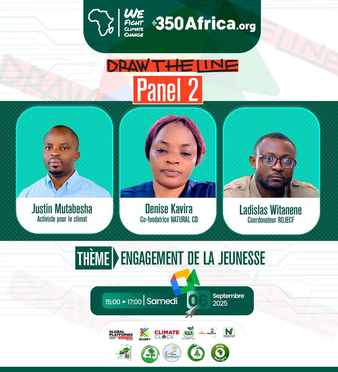 🌱📢 Rejoignez-nous demain pour le panel "Engagement de la #jeunesse" Explorons des solutions durables et le rôle crucial des jeunes pour un avenir équitable !

👉🏾 Participez ici : meet.google.com/qyk-bbca-ruy

Agissons pour une RDC qui résiste à l’exploitation pétrolière ! #RDC