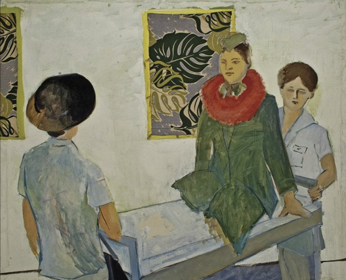 An early painting of my dad's...not sure of the title, but it looks like it depicts a Hawaiian veteran from the Korean War wearing a lei