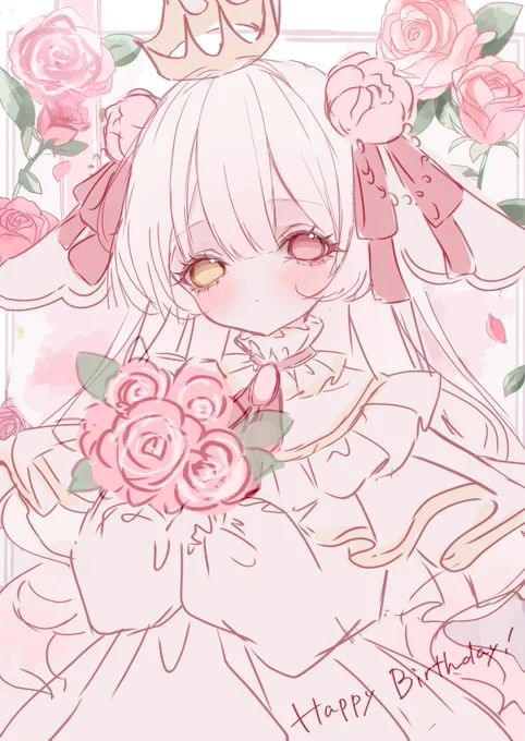 #Littarium Little Dolceさんお誕生日おめでとうございます～!! 白くてふわふわした絵がずっと大好きです!!