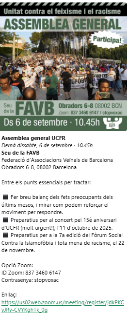 comunistesCFR's tweet photo. Cami de l'Ass. Gral. d'@UCFRcat, d'aquest matí, us pot interessar llegir l'editorial. d'ahir de @larealitat, 
https://t.co/yfW4iYSJd8
"A Torre-Pacheco, Alcalá de Henares, Piera, Vallirana o Hortaleza, l’esquadrisme ultra, amb connexions amb l’extrema dreta institucional, ha..." https://t.co/OCXXBEzhEl