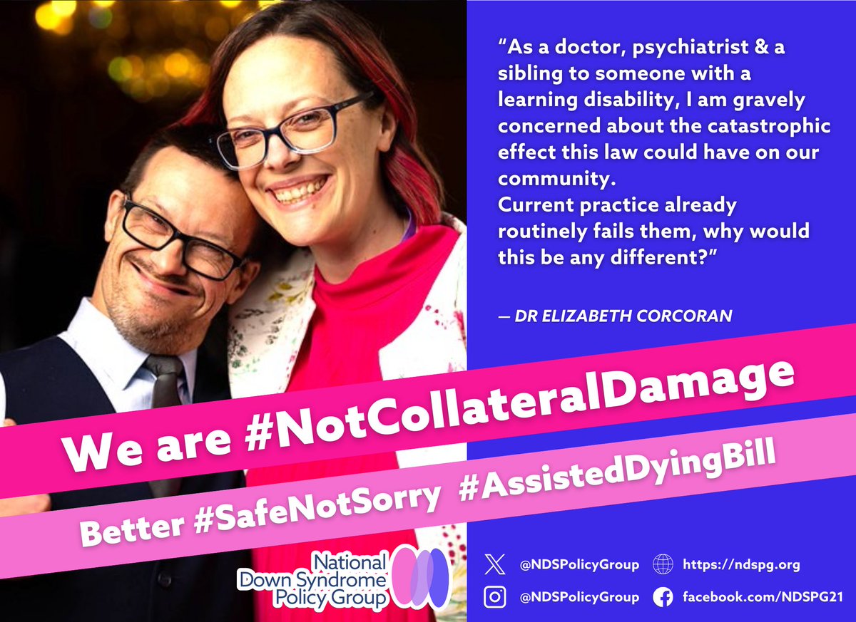 When current practice already routinely fails people with #DownSyndrome &amp; LD, the #AssistedDyingBill cannot afford to add further risk. Without clear safeguards, it does just that, leaving those people more vulnerable than ever. <a href="/UKHouseofLords/">House of Lords</a> must not let this happen. <a href="/DSRF_UK/">DSRF_UK</a>