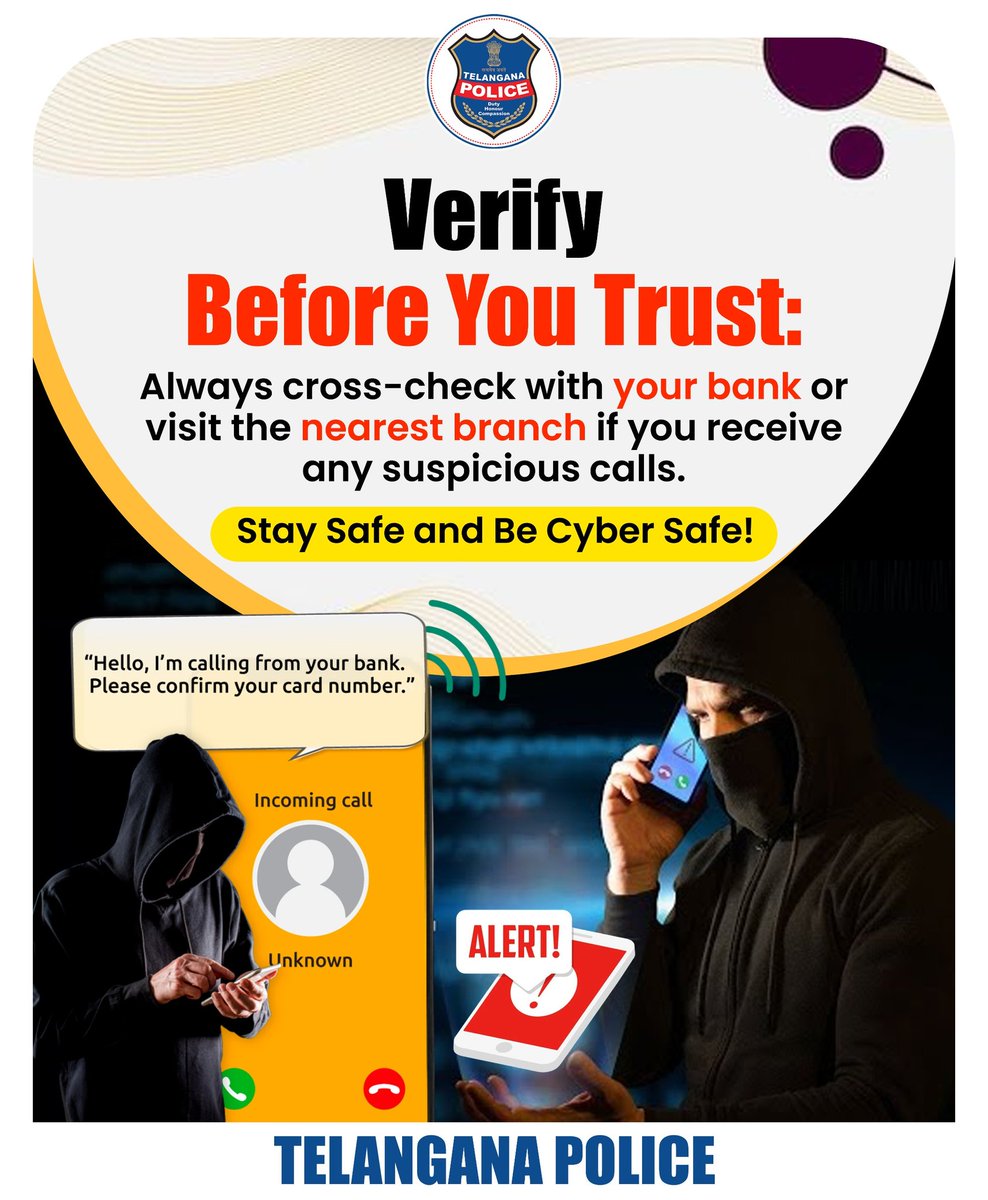 CyberCrimeshyd's tweet image. In this digital age, cyber threats are constantly evolving, and #scammers are finding new ways to deceive us every day. Protect yourself and your finances by staying vigilant.  #Cybercrimes #Cybercrimeawareness
