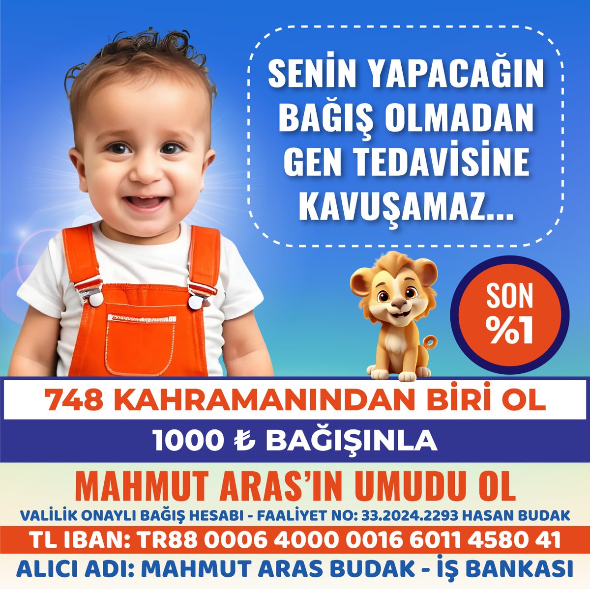 SADECE 748 KAHRAMAN 1000 TL VERİRSE KAMPANYA BİTİYOR.

MAHMUT ARAS'I ZAFERE ULAŞTIRAN KAHRAMANLARDAN BİRİ DE SİZ OLUR MUSUNUZ?