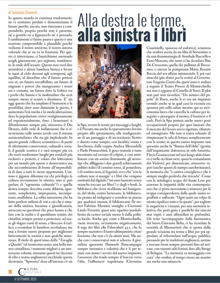 La recensione su Tovaglia a quadri, Anghiari su #cullturacommestibile #tommasochimenti #criticateatrale #giornalismo #tovagliaaquadri