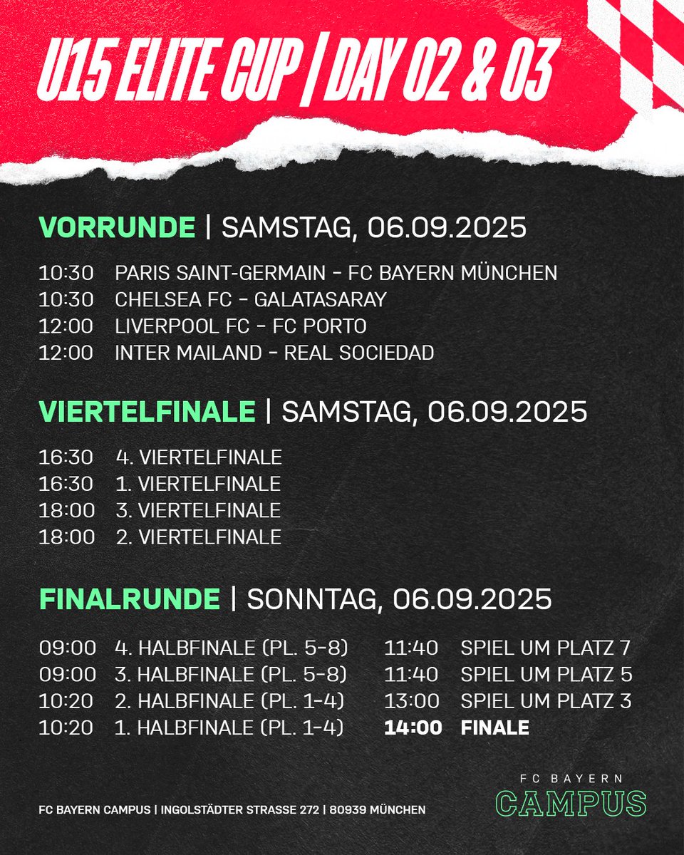 🗒️ So geht’s weiter am zweiten Tag beim #U15EliteCup! 🏆