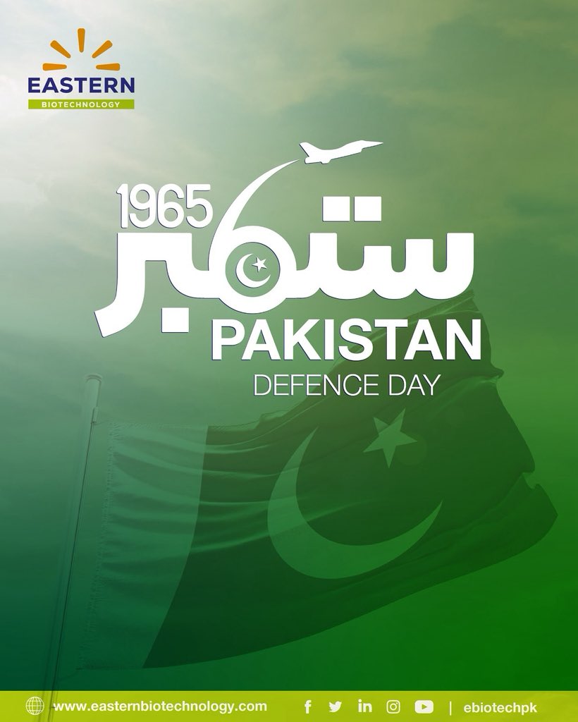 ebiotechpk's tweet photo. On 6th September, Eastern Biotechnology proudly honors the spirit of sacrifice, unity, and resilience.

#DefenceDay #6September #EasternBiotechnology #InnovationForPakistan #PakistanZindabad #PrideOfPakistan https://t.co/BaCrRlbjsQ