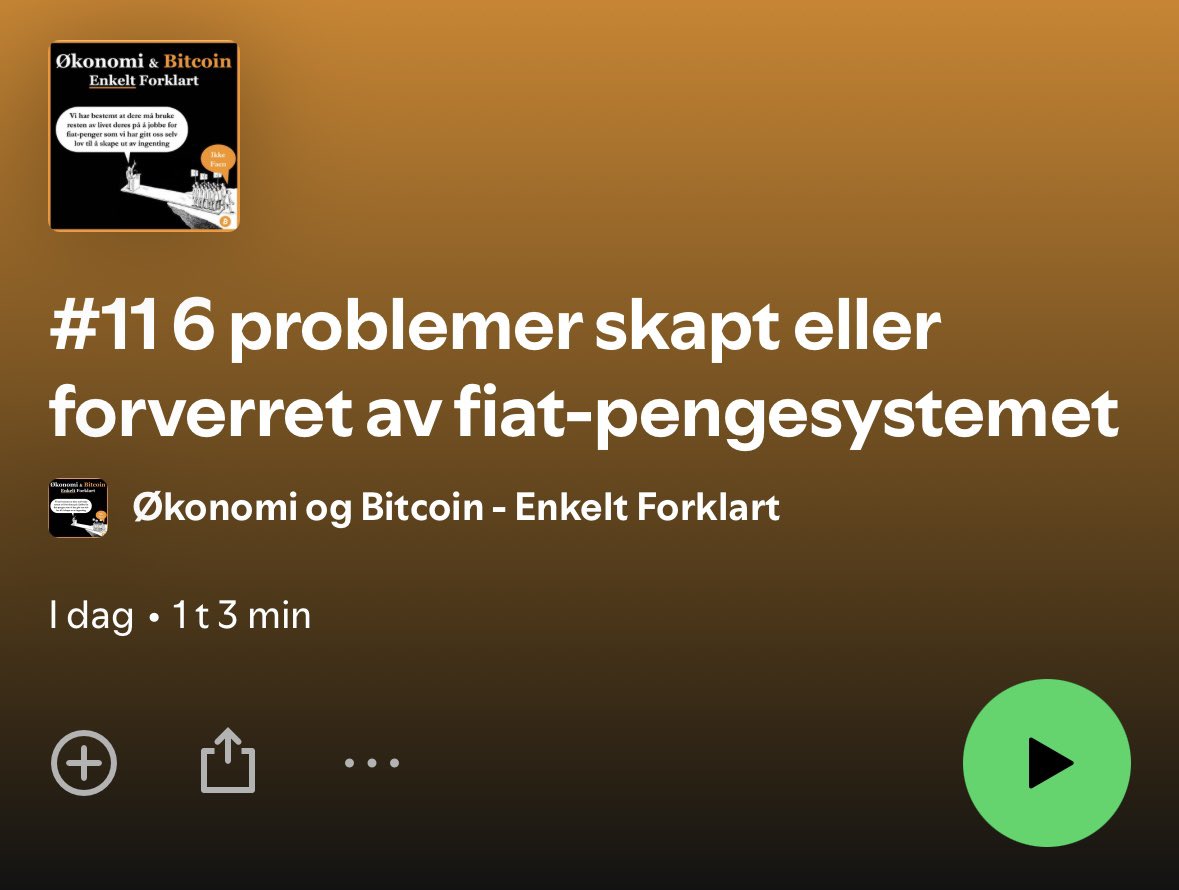 Ny episode 🔥

I denne går jeg gjennom det jeg mener er blant de seks største problemene skapt eller forverret av fiat-pengesystemet.

Link til episoden i kommentarfeltet. 
Takk til alle som deler innlegget og podcasten videre!