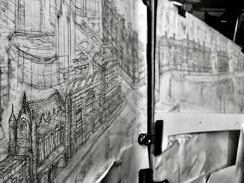 Tudor-Gothic treasure by “Tudor Johnnie” Old Trinity Hall, Union St. 🏰 One of our favourites! This was just the blocking stage… the 4m sketch has since gone gloriously wild! 🧐😍

#Aberdeen #Sketching #Granite #Scotland #LoveYourCity