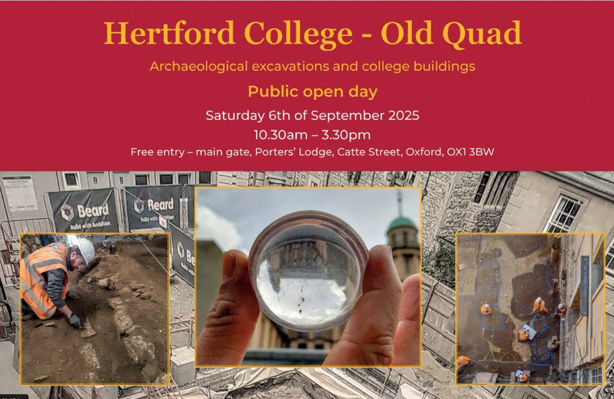 Archaeological public open day today at Hertford College 10.30-3.30pm.

#Oxford #Archaeology #history #medieval