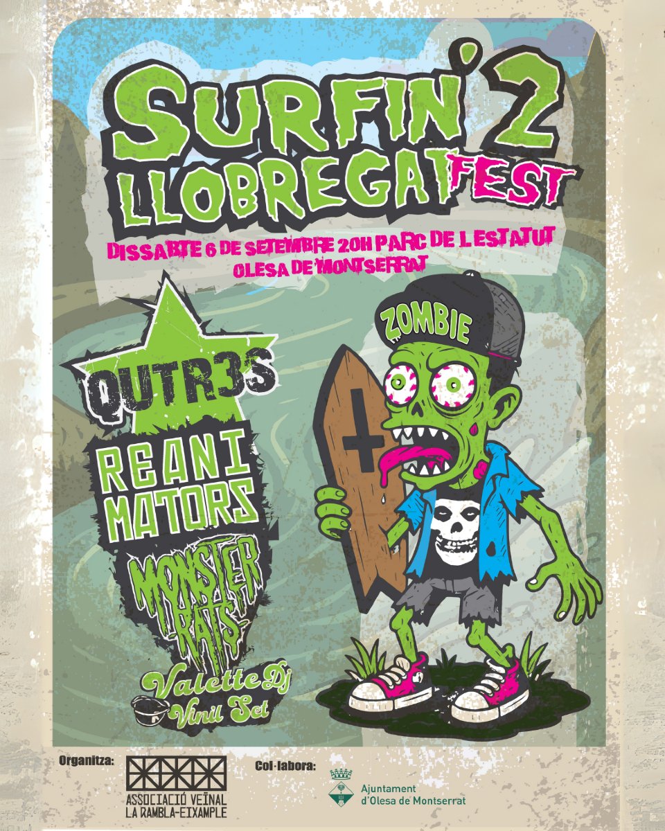 🔴 CONCERT

🎸 El Parc de l'Estatut acollirà un #concert amb algunes de les bandes de #punk i #rock més representatives d'#Olesa: Els Qutr3s, els Reanimators i els MonsterRats.

🗓 AQUESTA TARDA, a les 20 h
La nit començarà amb una sessió de vinils amb Dj Valette.