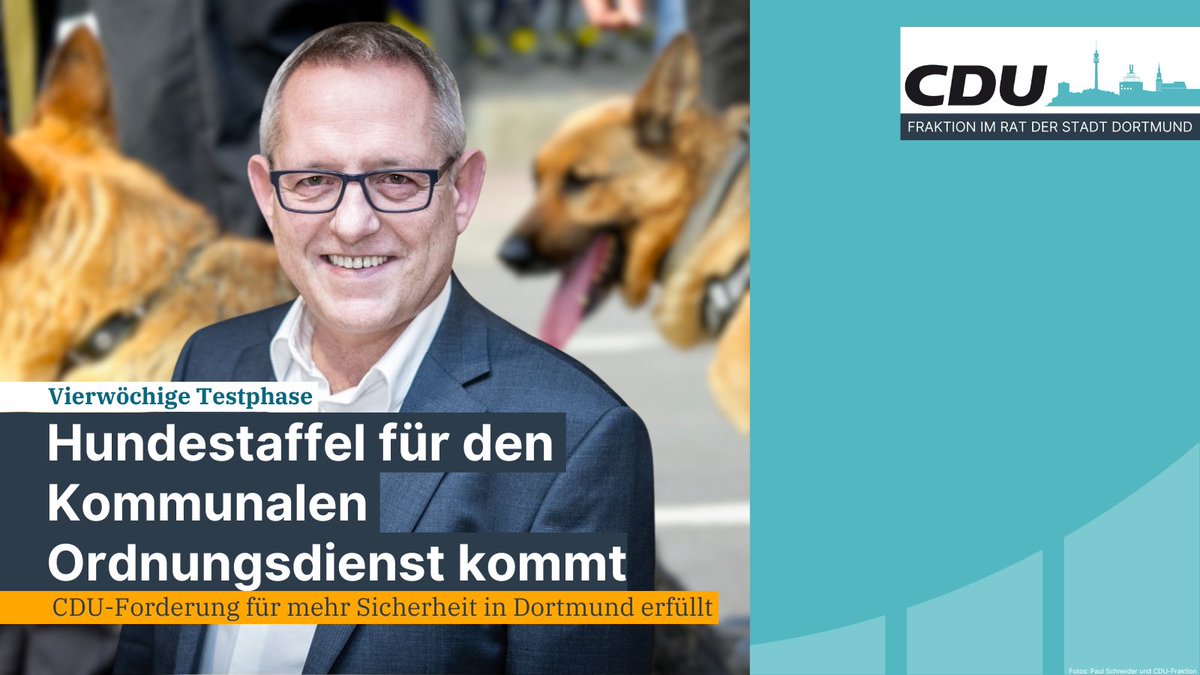 🦮 Für mehr Sicherheit und ein gestärktes Sicherheitsgefühl: Unsere Forderung einer Hundestaffel für den Kommunalen Ordnungsdienst wird erprobt 👮‍♀️ cdu-fraktion-dortmund.de/artikel/fuer-m…