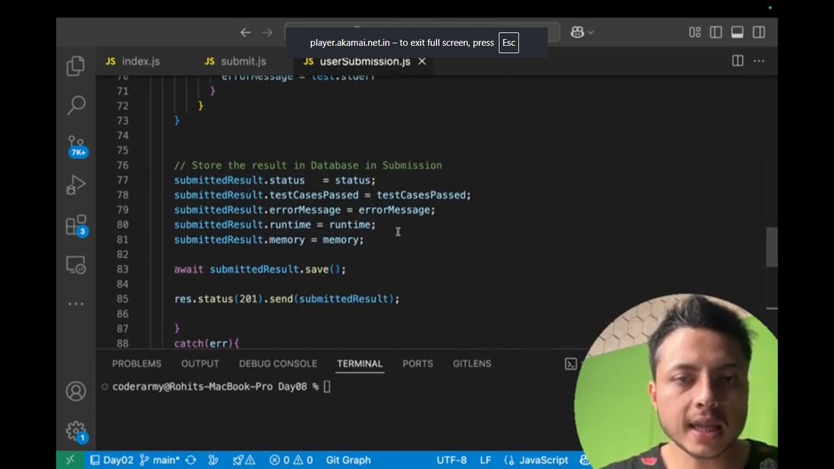 savita_gurjar30's tweet image. Topic: MegaProject: Leetcode

@rohit_negi9 

Lecture 08: Leetcode Backend

GitHubRepo:github.com/savigurjar/Lee… 

#LeetCodeProject #DSA #NodeJSBackend #ScalableBackend #APIDevelopment #MegaProjectSeries #CoderArmy #RohitNegiBhaiya