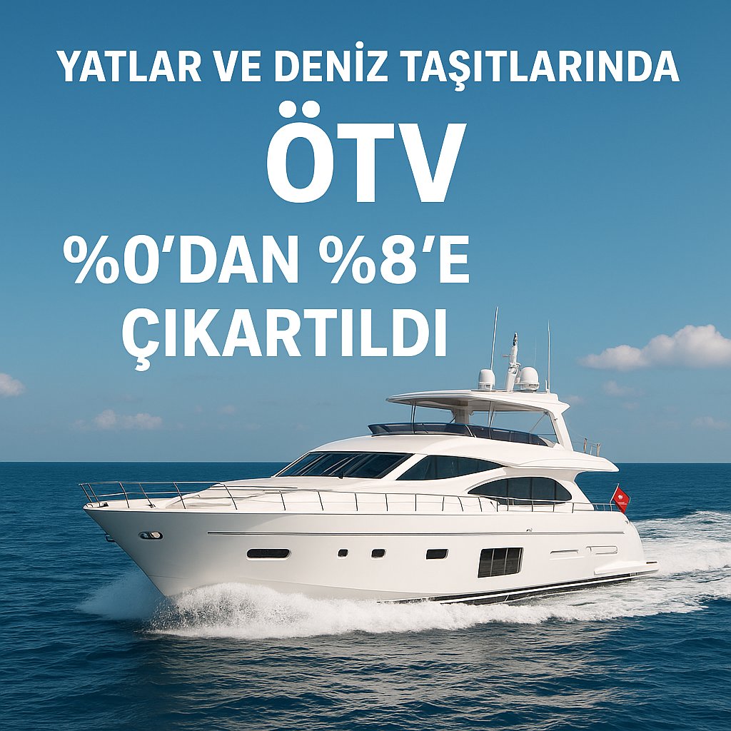 Yatlar ve deniz taşıtlarında %0 olan ÖTV vergisi %8'e yükseltildi.