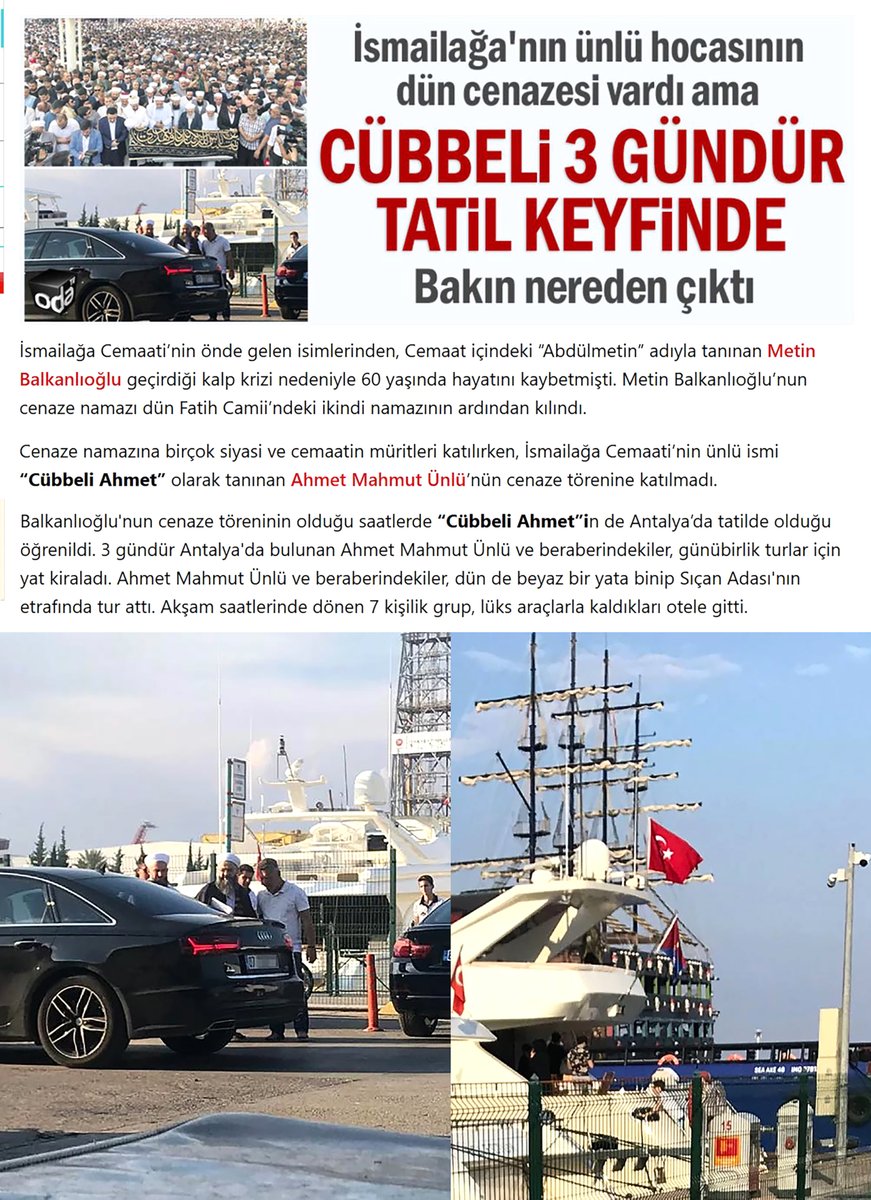 Cübbeli Ahmet Hoca Kod Adlı BÖLÜCÜnün Abdülmetin Balkanlıoğlu Hoca Efendinin Cenaze Namazı Kılınırken, Antalyada Lüx Bir Yatla 'Sıçan Adası Turu' Yaptığını Biliyor musunuz? Metin Hocayada Kendi Annesinin Cenazesinde Binlerce İnsanı Ağlatan Bir Konuşma Yaptırtmıştı RASPUTİN.!!