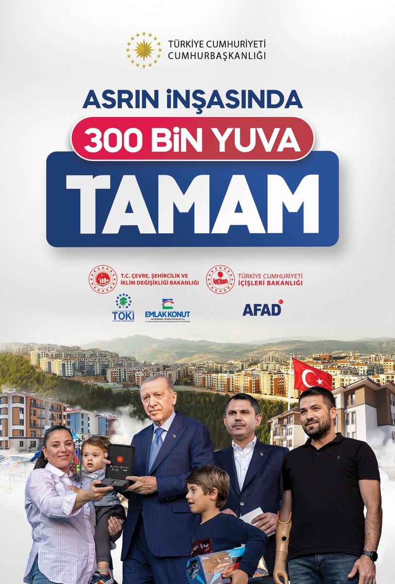 Yaparsa #AKParti yapar! 
Asrın inşasında  #300BinYuva TAMAM

<a href="/RTErdogan/">Recep Tayyip Erdoğan</a> <a href="/murat_kurum/">Murat KURUM</a>