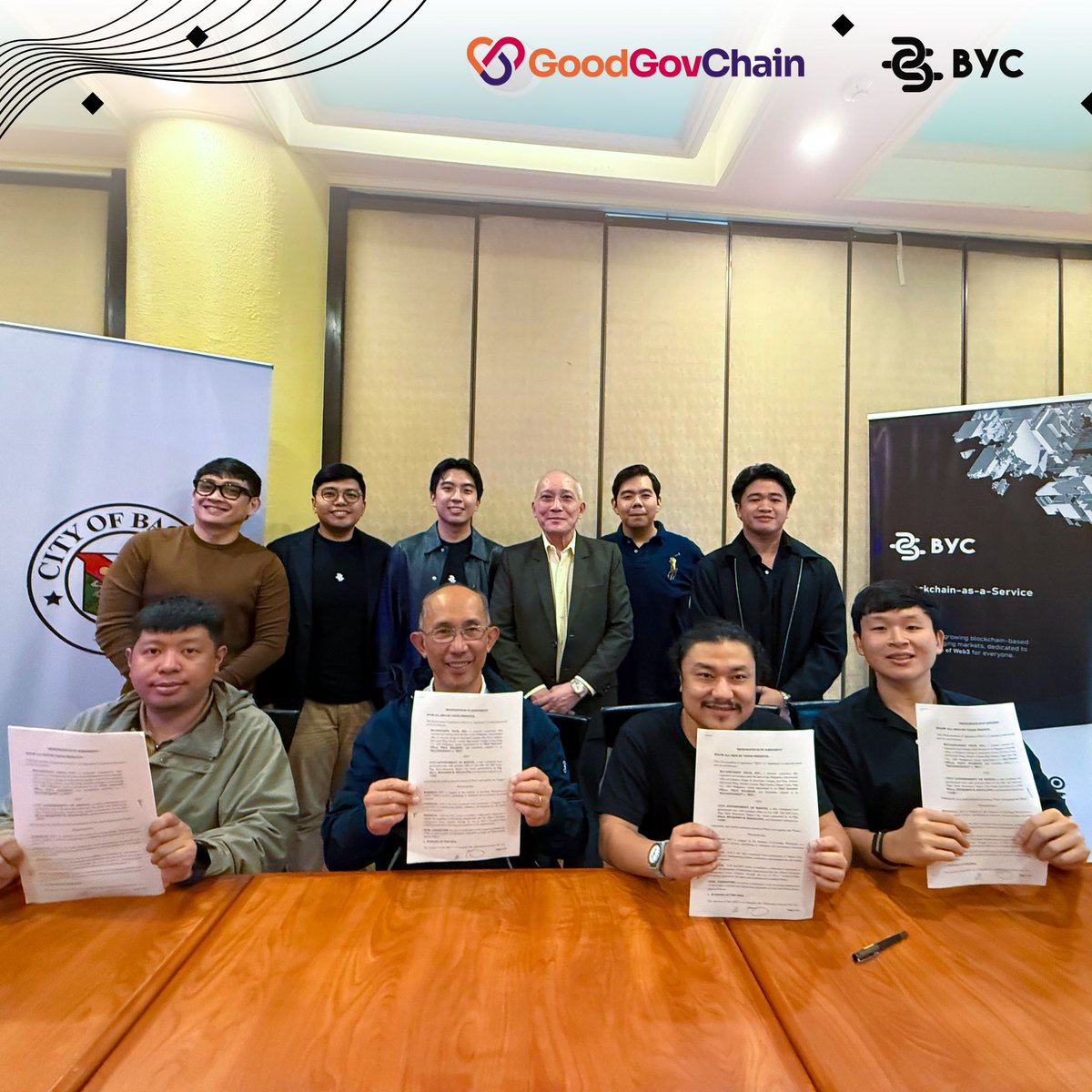BYCVentures's tweet photo. From budgets and procurement to full infrastructure projects, every record matters.

Through BayaniChain’s Digital Public Asset (DPA) Framework, public records can be transformed into secure, auditable digital assets, all verifiable on blockchain. This gives citizens access to information with confidence, knowing it cannot be tampered with.

Today marks an important step forward: we’ve officially signed a Memorandum of Agreement with Mayor Benjamin Magalong and the City of Baguio to begin piloting GoodGovChain, a blockchain-powered governance platform.

This partnership is just the beginning! Together, we’re building the foundation for transparency, accountability, and citizen trust in government systems. 🇵🇭