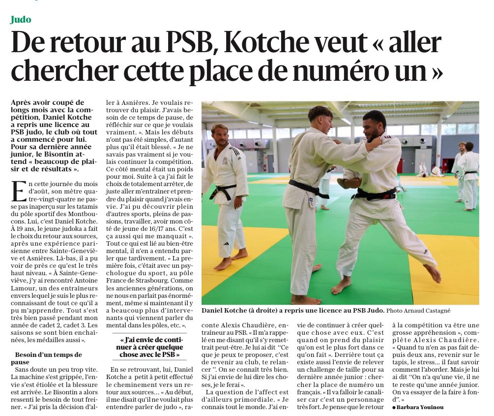Bon retour à la « maison » Daniel Kotche 🥋
Très heureux de ta décision et de t’accueillir 👍 PSB Judo Besançon