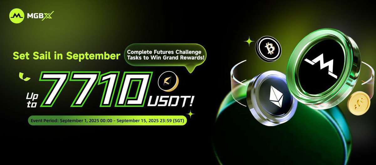 FCFS_B's tweet image. 🌊 Set Sail in September!
Complete Futures Challenge Tasks to win up to 7,710 USDT in trial funds &amp;amp; navigate the market this month!

📅 Sep 1, 2025 00:00 – Sep 15, 2025 23:59 (SGT)

🔗More details ÷ support.mgbx.com/hc/en-gb/artic…

@shahrianazim6 @_peter_02 @rj72756