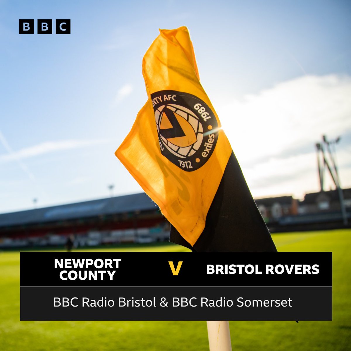 ⚽️ Newport County 🆚 Bristol Rovers

🎙️ Build up and commentary from 12noon with <a href="/ChrisSpittles/">Chris Spittles</a> &amp; <a href="/1_Mansell/">Lee Mansell</a> 

📻 <a href="/BBCBristol/">BBC Bristol</a> 94.9FM, 104.6FM, DAB; <a href="/bbcsomerset/">BBC Somerset</a> DAB
📺 Freeview 711
