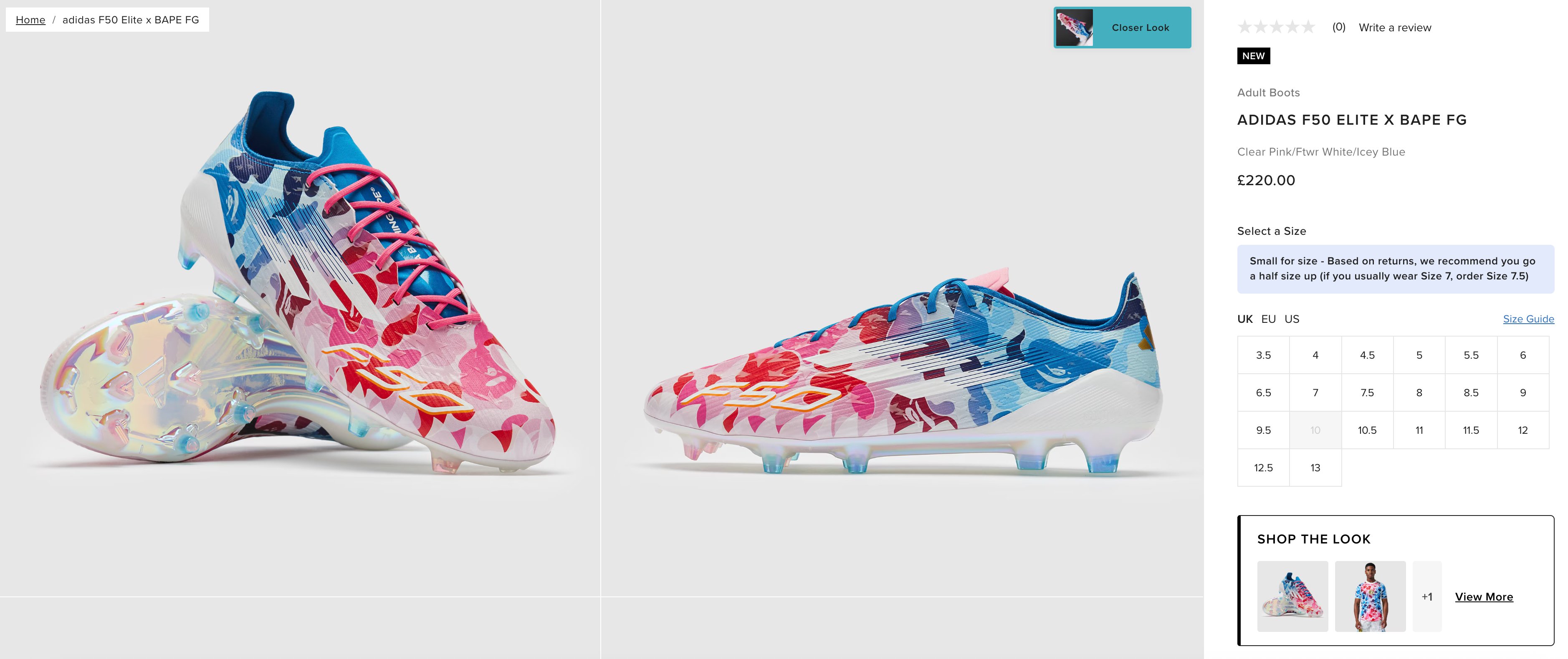 27cm BAPE ADIDAS F50 ELITE FG 天然芝用 Buy adidas Originals x Bape F50 Elite FG in multi-colour