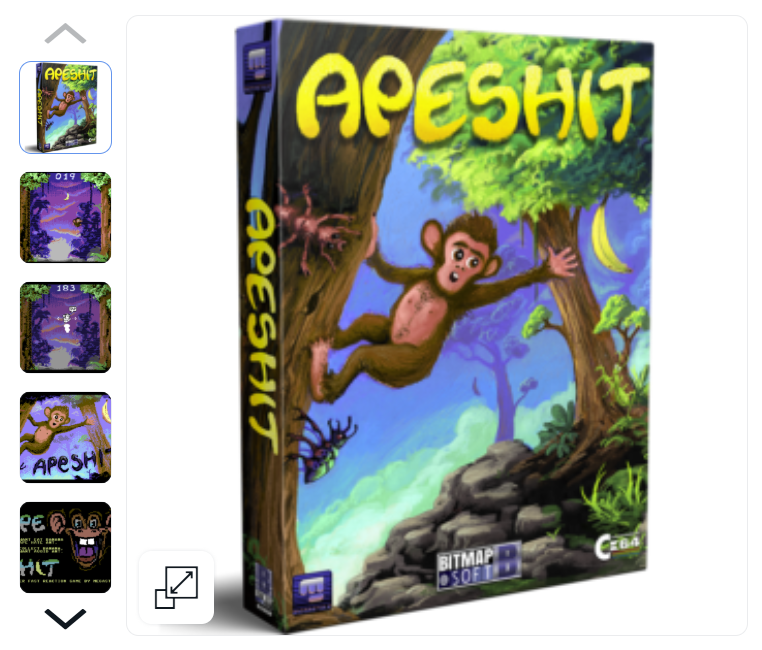 The first #C64 game I was evenr involved in was Apeshit by #Megastyle working alongside <a href="/MrDocster/">Docster / Megastyle</a>  I produced all the graphics as well as the box art! 14 left in stock bitmapsoft.co.uk/product/apeshi…