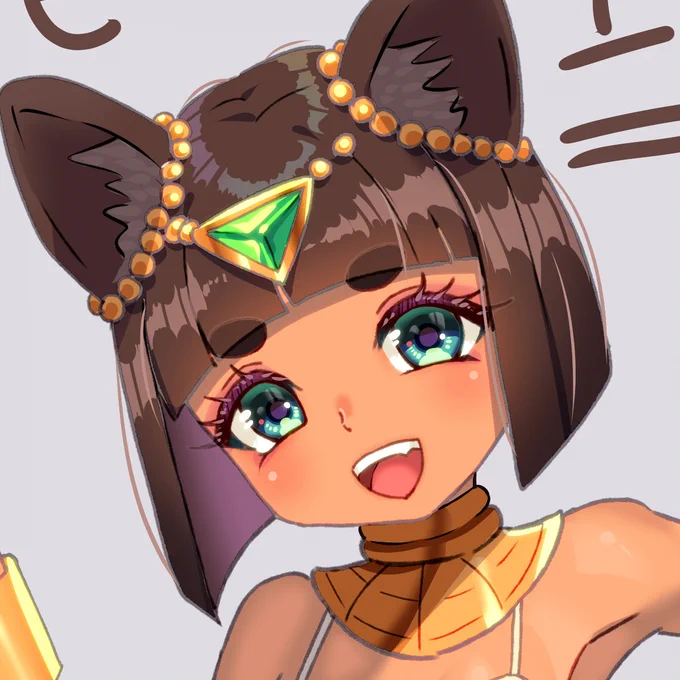 今流行りの「褐色エジプト猫耳ロリ」完成しました。 #イラスト