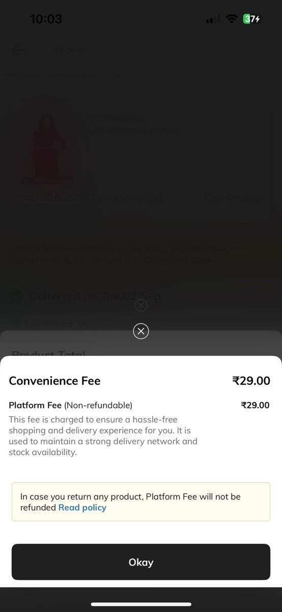 sumukhmohan's tweet photo. @AjioCares @AJIOLife Change this name to inconvenience fee. I’ve returned the wrong size as I know you’d not do anything. https://t.co/X00iNbWUQt