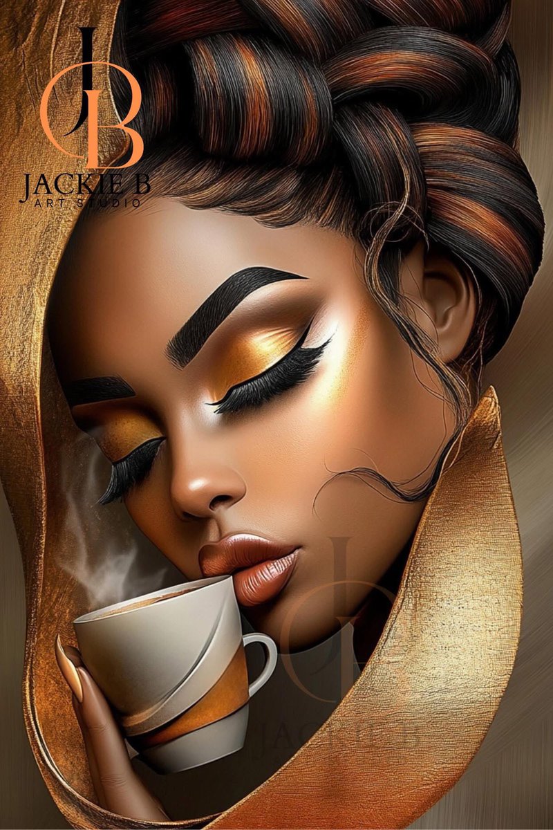 AuthorJoeNBrown's tweet photo. “The Weight She Carries”
That cup in her hand? It holds mornings she rose tired,
dreams she refused to bury, and battles she turned into beauty.
Every sip is survival turned sacred.
#JackieBArtStudio #AIArtCollectors #BlackArtMatters #PrintedWithSoul #BlackArtist https://t.co/aWroqbsELZ