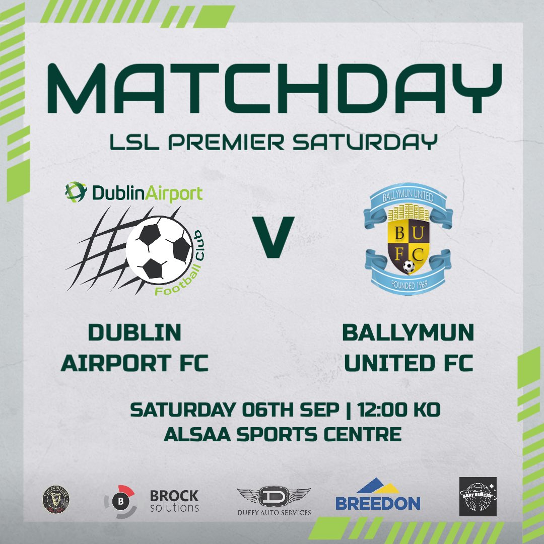 ✈️⚽️ | 𝙈𝙖𝙩𝙘𝙝 𝙙𝙖𝙮 | ⚽️✈️ 

🆚 Ballymun United FC
🏆 LSL Premier Saturday 
📍 ALSAA Sports Centre
⏰ 12:00

#uptheplanes