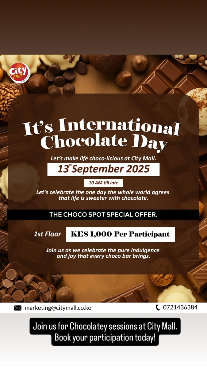 Join us for Chocolatey sessions at City Mall. Book your participation today!