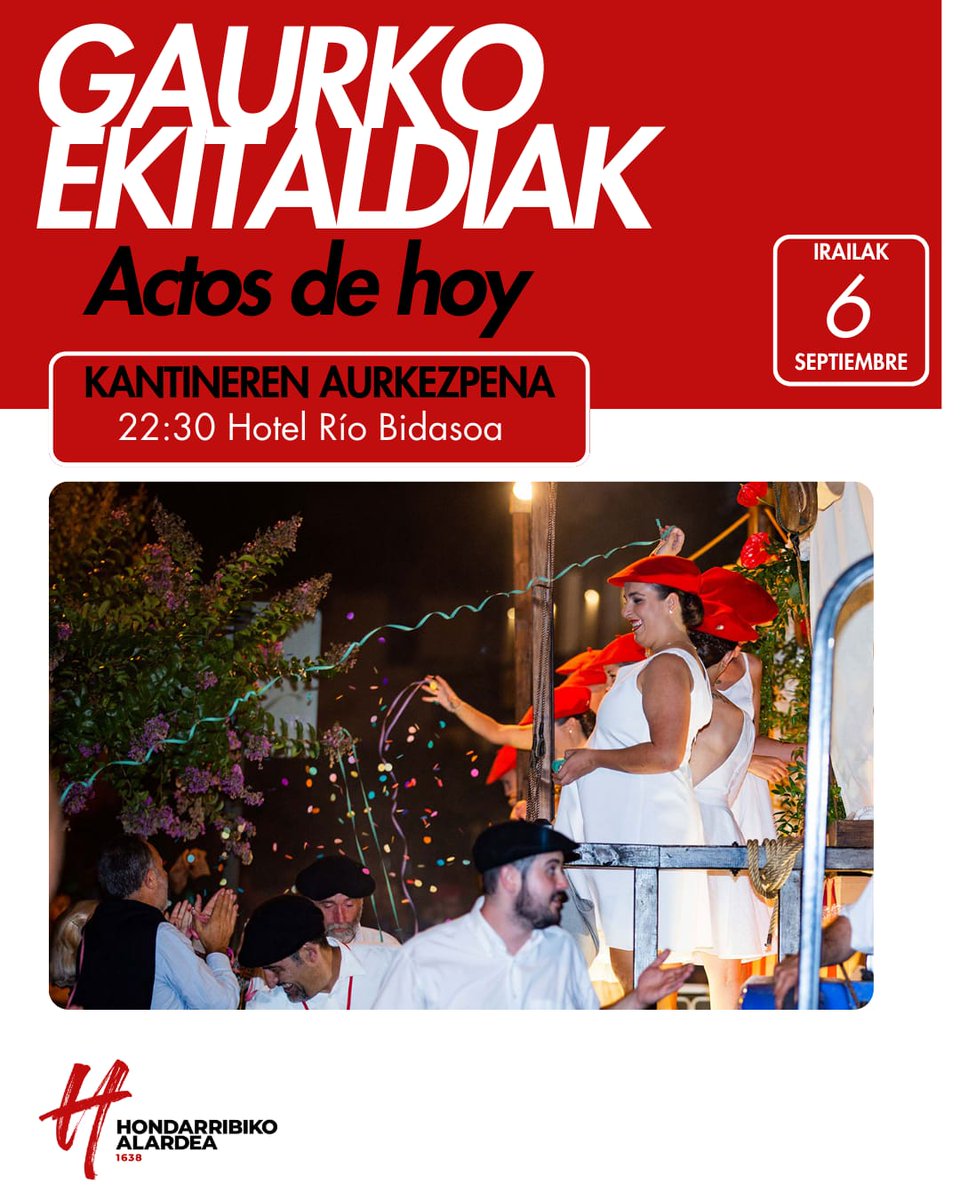 akartegi's tweet photo. Gaurko ekitaldiak. 
Actos de hoy.

#GureazHarro #HondarribikoAlardea https://t.co/uoYDKFtqkj