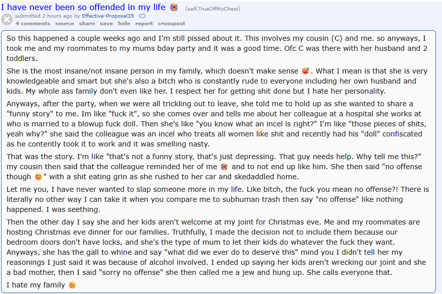 At least this Reddit post doesn't read like it's fresh from ChatGPT.  I mean, I can barely read it, but I get the point.