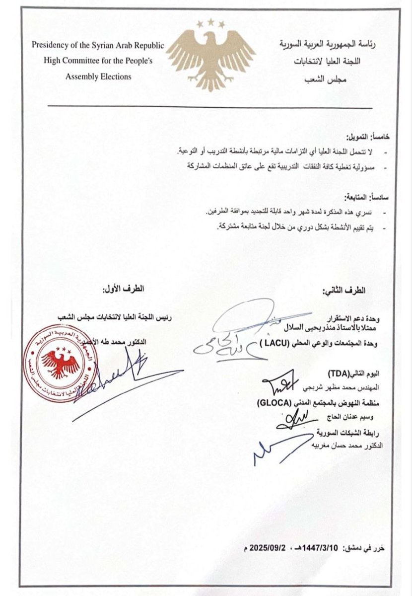 اللجنة العليا للانتخابات توقّع مذكرة تفاهم مع منظمات مدنية لتنفيذ برامج تدريبية..

لمزيد من التفاصيل يرجى النقر على الرابط:
t.me/SySCFPAE/347?s…

#الجمهورية_العربية_السورية
#اللجنة_العليا_لانتخابات_مجلس_الشعب
