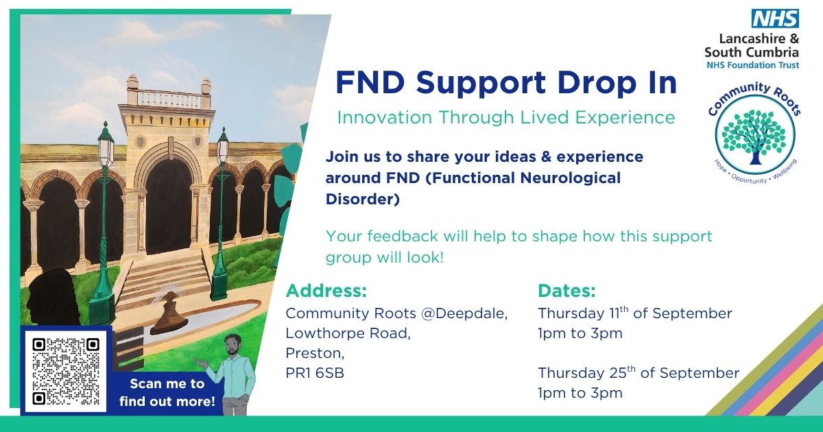 Abhijit Das (@brain_tinkerer) on Twitter photo 📢📢 A new chapter in #FND care in Lancashire and South Cumbria -  <a href="/LSCft_CRoots/">Community Roots LSCft</a> is hosting an FND Support Drop-In!
A space to share lived experiences, ideas & shape future support for people with Functional Neurological Disorder.
🗓️ 11th & 25th Sept | 1–3pm
📍 Community Roots, 📢📢 A new chapter in #FND care in Lancashire and South Cumbria -  <a href="/LSCft_CRoots/">Community Roots LSCft</a> is hosting an FND Support Drop-In!
A space to share lived experiences, ideas & shape future support for people with Functional Neurological Disorder.
🗓️ 11th & 25th Sept | 1–3pm
📍 Community Roots,