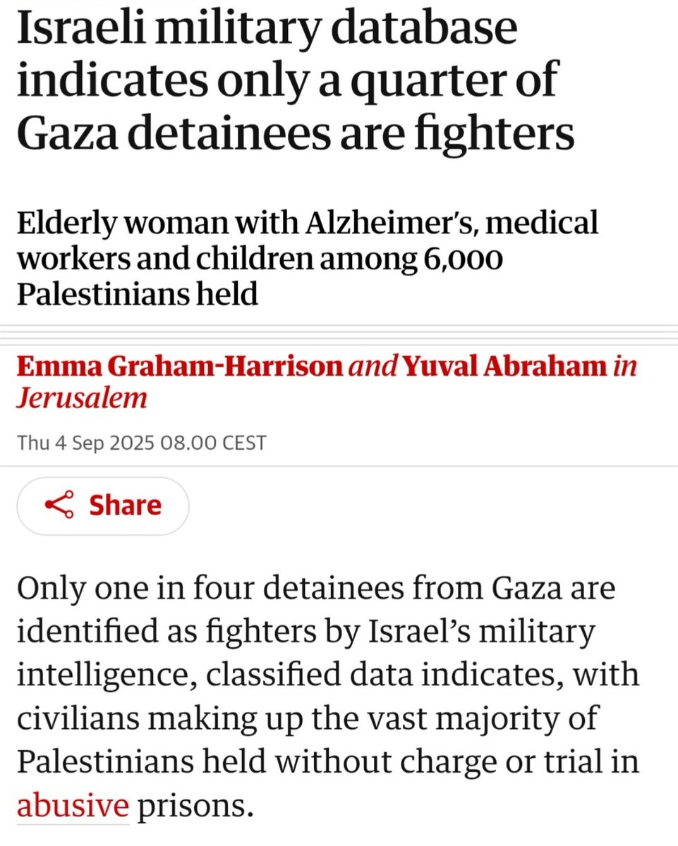 Israel hält seit Oktober 2023 über 9.000 Palästinenser gefangen. 3.400 stecken seit Monaten ohne Anklage in Israelischen Gefängnissen. 
400 Kinder! 
Darunter sind 400Kinder!
Also erspare uns deine verkackten Tränen.....